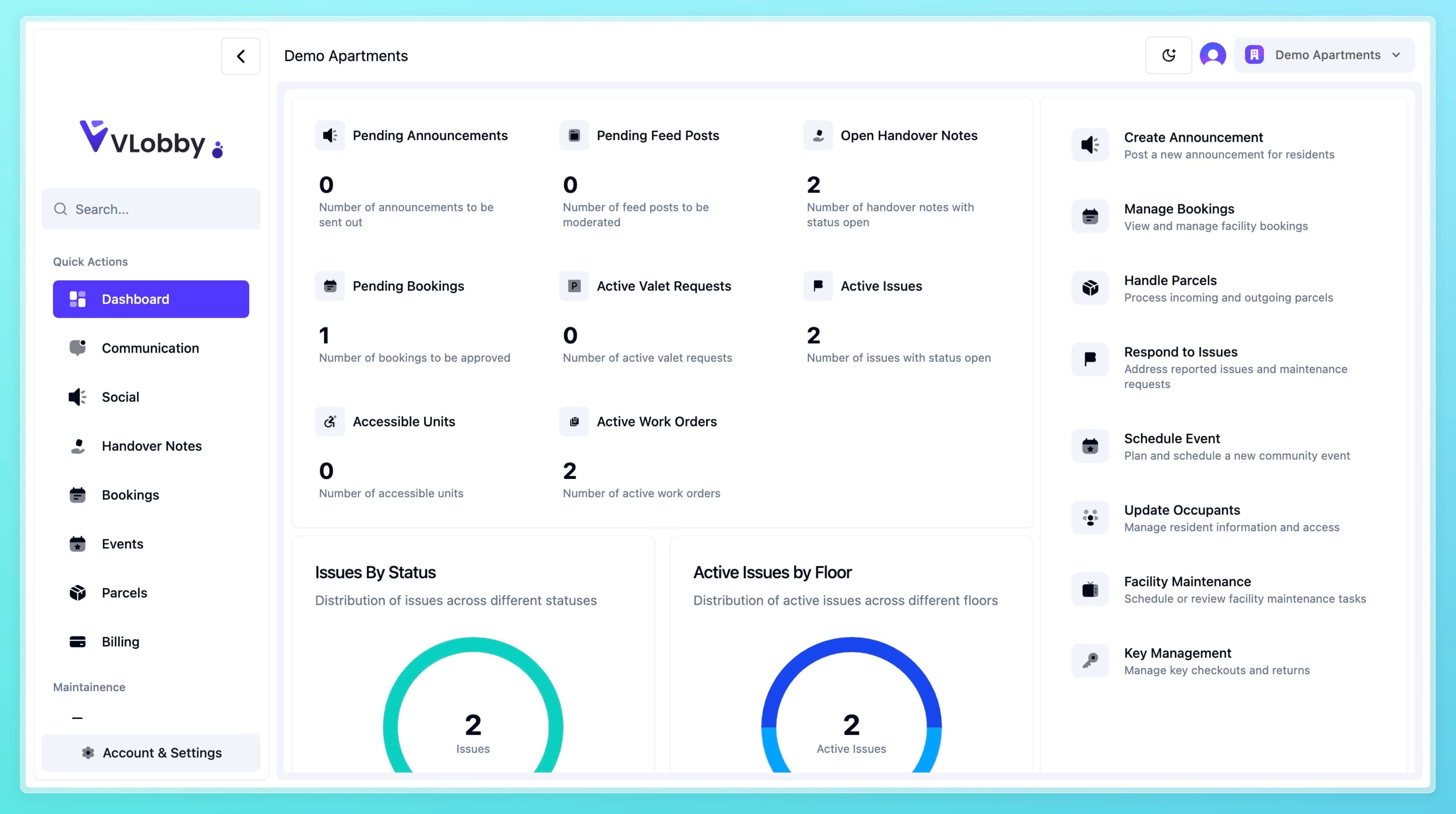 VLobby Dashboard